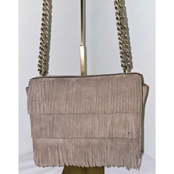 Tory Burch Kira Toupe Suede Fringe Convertible Crossbody Bag - Picture 3 of 10